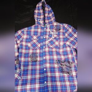 Killer Acid Sz Medium Plaid Hooded Flannel